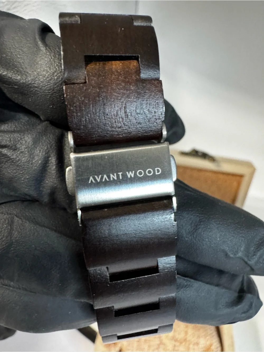 Avantwood Men's Black Wooden Watch - Sleek Square Dial